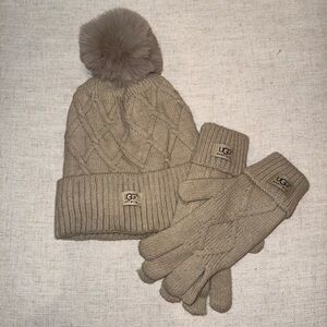 UGG tan hat and gloves